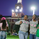Students and alumni of Howard University, alma mater of Vice President-elect Kamala Harris, gather on campus to celebrate her victory with President-elect Joe Biden, Saturday evening, Nov. 7, 2020.